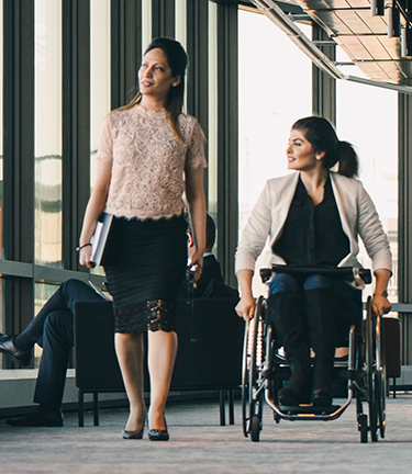 Rehabilitation facility, woman in a wheelchair